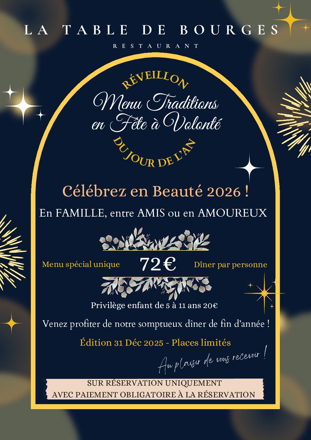 Menu dîner du 31 décembre 2025 Spécial Réveillon du Jour de l’An 2026